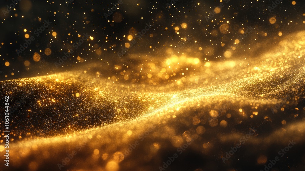 Poster captivating golden particles a glimmering display of light and texture in a celestial landscape