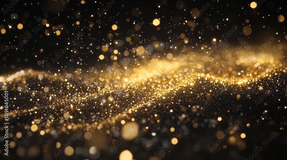 Poster captivating golden particles a mesmerizing dance of light and texture in an ethereal background