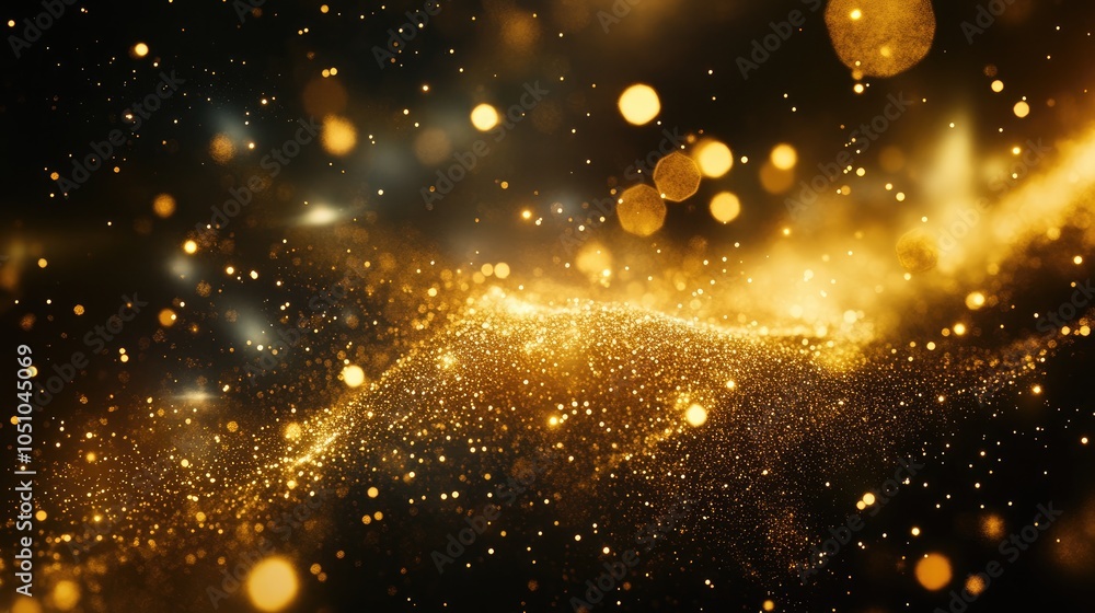Poster a glimmering cascade of golden particles creating a magical atmosphere of light and elegance