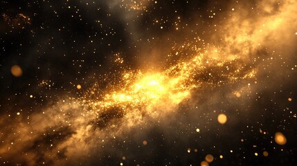 Fototapeta premium Exploring the cosmic dance a journey through the golden nebula of stars and dust in the vastness of space