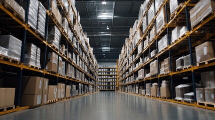 Fototapeta premium Efficient warehouse management a look at modern storage solutions and inventory practices