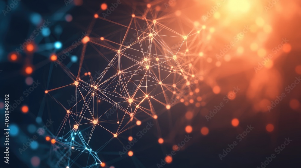 Poster fascinating network of connections an abstract visualization of data and technology interplay