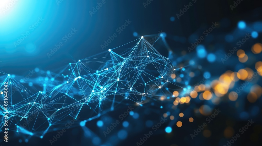 Poster exploring the interconnected web of digital innovation and technology through dynamic visuals and ab