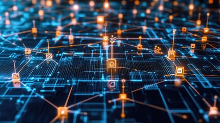 Obraz premium Exploring the digital frontier a deep dive into connectivity and technology through network visualization