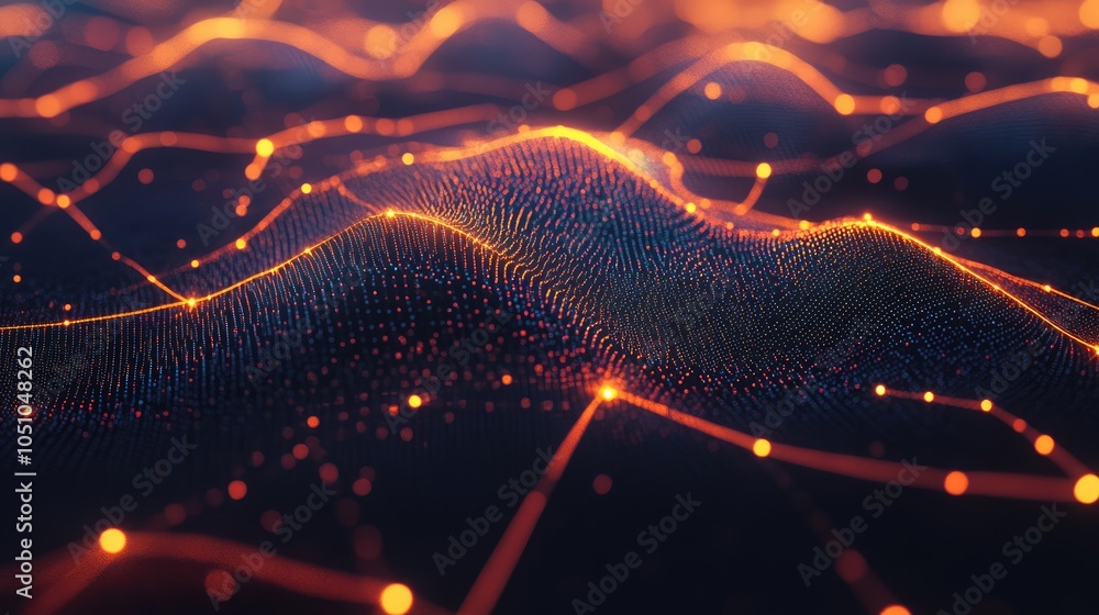 Poster dynamic waves of light and data exploring the intersection of technology and artistry in modern digi