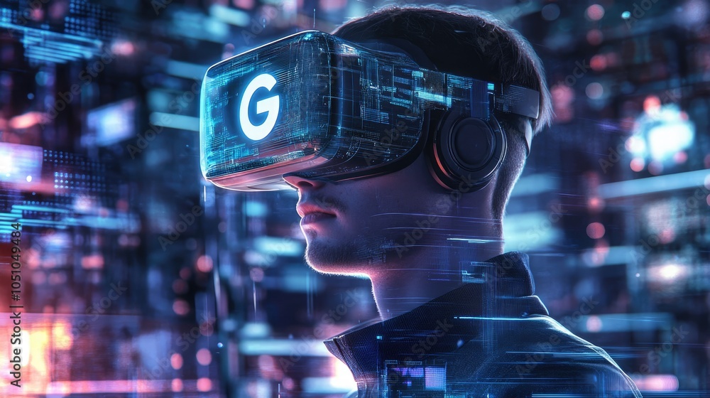 Poster exploring the future of virtual reality a deep dive into immersive experiences and technological inn