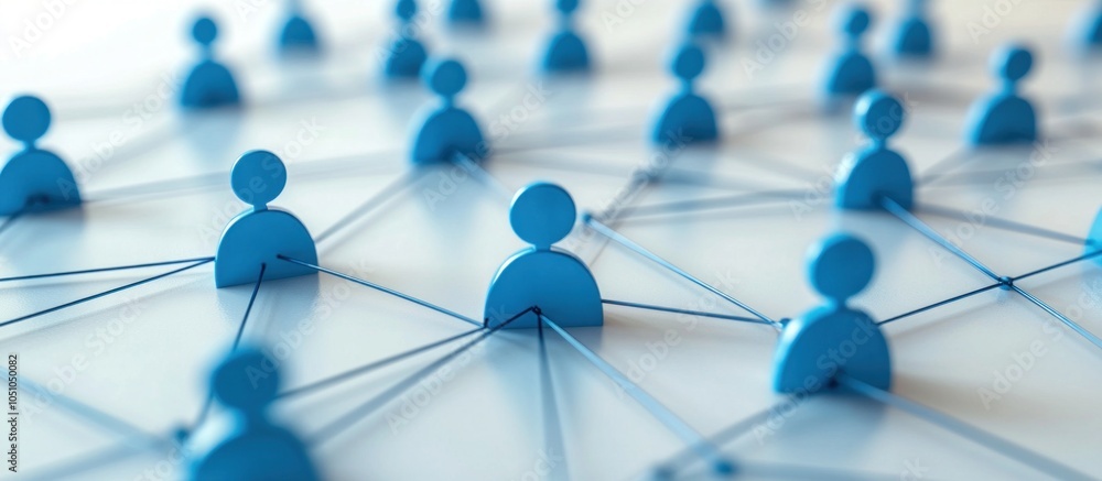 Aufkleber blue figures connected by strings forming a network on a white background.