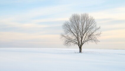 Solitary Tree in a Snowy Field