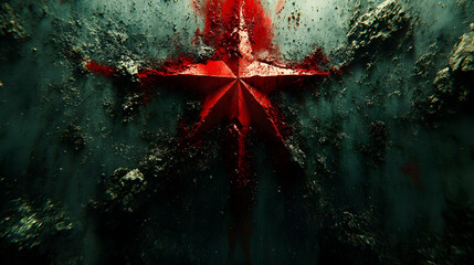 Red Star on a Grunge Background - Illustration