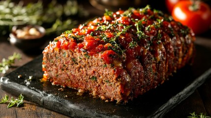 Elegant Meatloaf with Textured Presentation