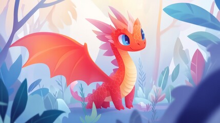Dragon in the jungle illustration