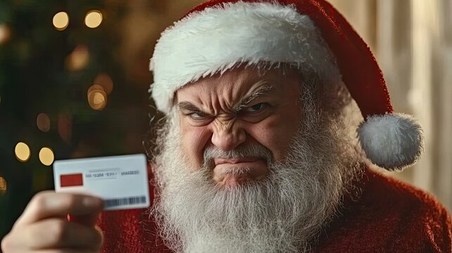 An Angry Santa Claus Holding a Credit Card