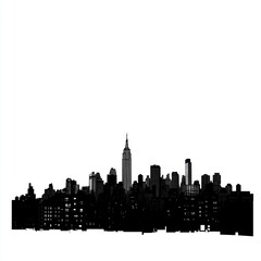 Black and White Silhouette of the New York City Skyline