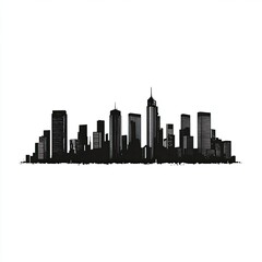 Fototapeta premium Black and White Silhouette of a City Skyline