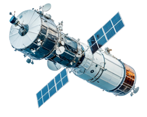 Concept of an artificial satellite in space, Transparent PNG,  clipping path