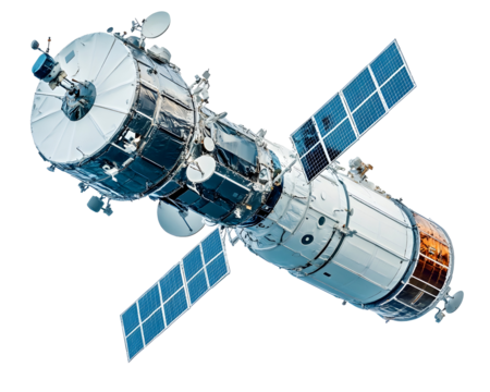Concept of an artificial satellite in space, Transparent PNG,  clipping path