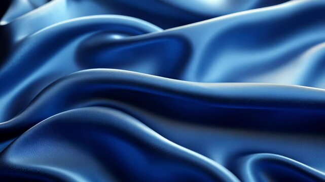 top view blue shiny fabric waving slow motion, Closeup of blue silky fabric, generative ai