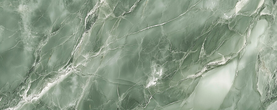 Green marble slab with natural veining texture