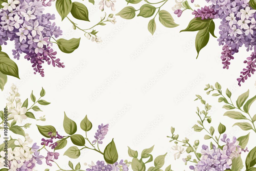 Poster lilac branch with leaves