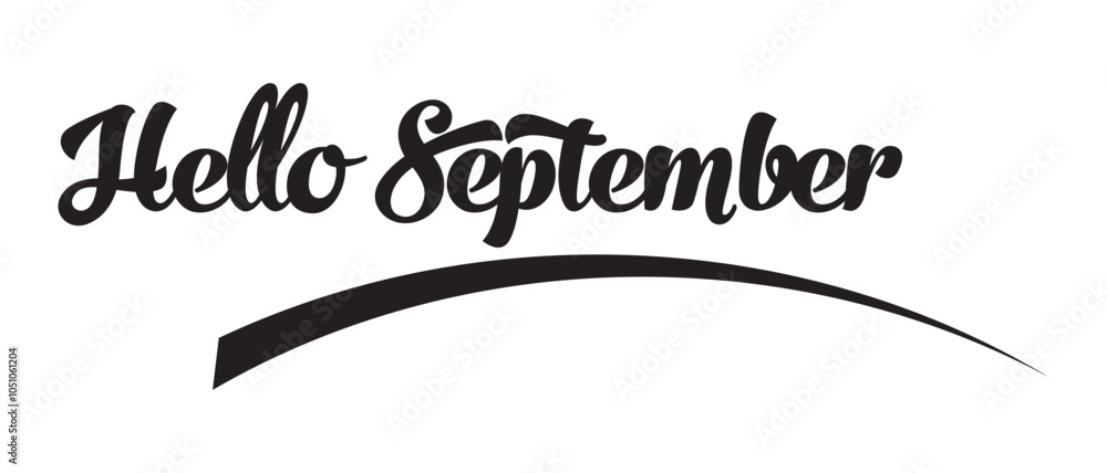 Wall mural september and hello september lettering with hand drawn vector icon. flat style isolated on white ba