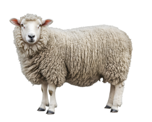 Female Dorset sheep with thick wool coat, Transparent PNG,  clipping path