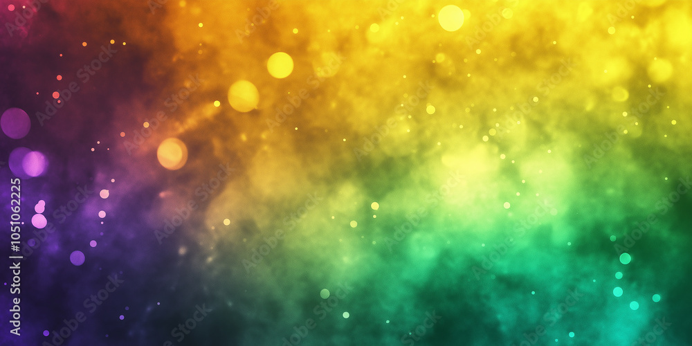 Poster colorful bokeh lights creating a magical and vibrant atmosphere with smoke
