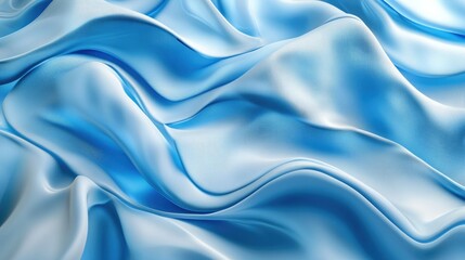 Obraz premium A 3D-rendered blue cloth with soft wavy folds and ripple effects, creating an abstract flowing pattern against a neutral background
