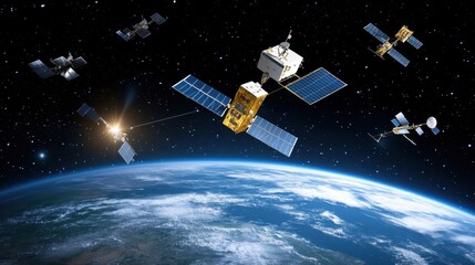 Satellites Orbiting Earth in Space Environment