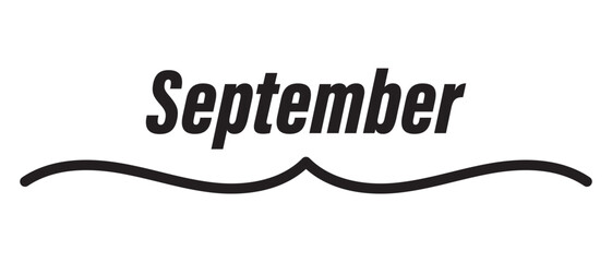September and hello September lettering with hand drawn vector icon. flat style isolated on white background.