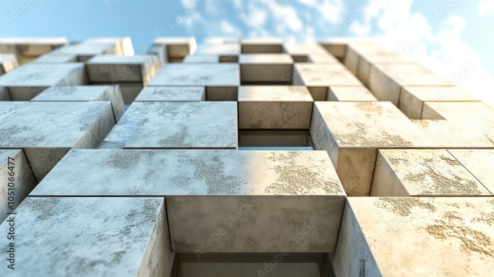 Poster abstract architecture. detail of a building facade made of stone blocks. architecture modern. ultra 