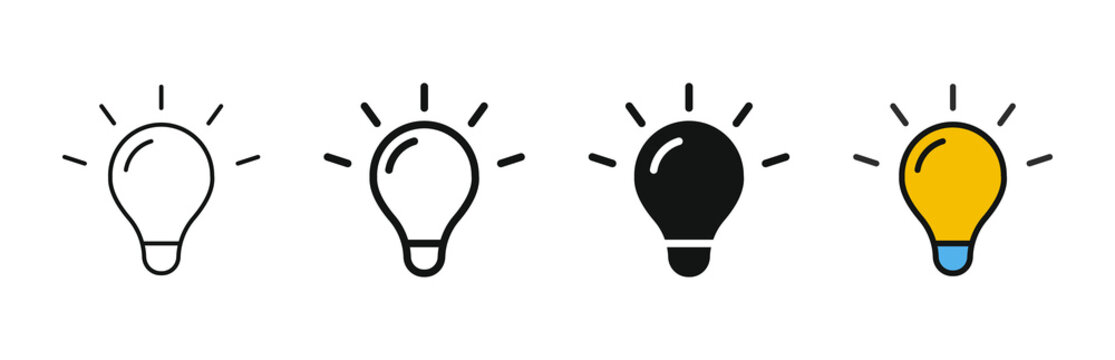 Light bulb icon set. lamp icon symbol collection , creative good idea logo. innovative idea icon sign in flat style. vector illustration	