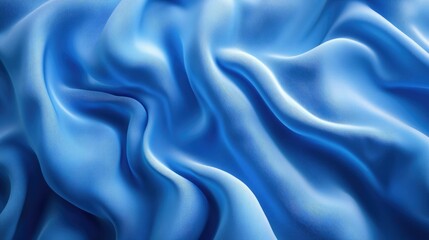 Obraz premium A 3D render of an abstract blue wavy fabric with ripple effects, floating and undulating in a gentle, flowing motion