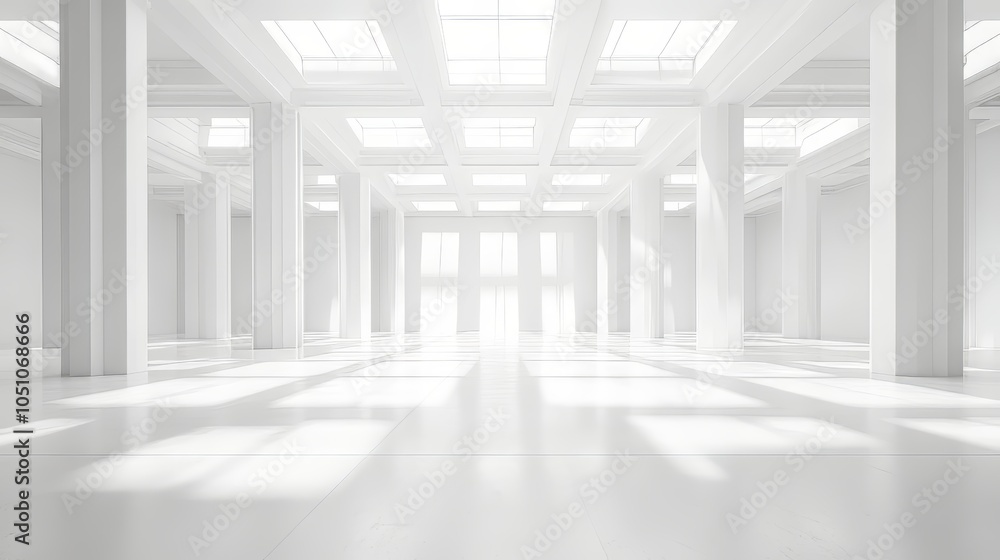 Poster abstract modern architecture background, empty white open space interior. 3d rendering. architecture