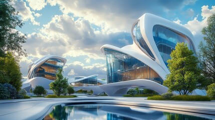 Amazing modern futuristic architecture design for a cool background or a wallpaper. architecture modern. Ultra realistic. Photorealistic