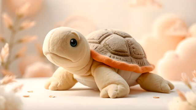 Tortuguita terrestre de peluche color caf&eacute;. Tortuga de felpa