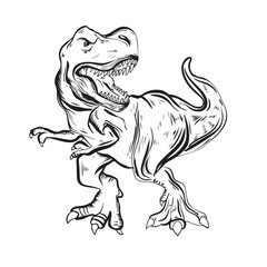 illustration of cartoon dinosaur illustration art black and white