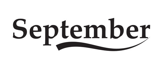 September and hello September lettering with hand drawn vector icon. flat style isolated on white background.