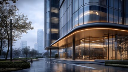 Obraz premium Close-up of modern office buildings,shanghai,china. architecture modern. Ultra realistic. Photorealistic