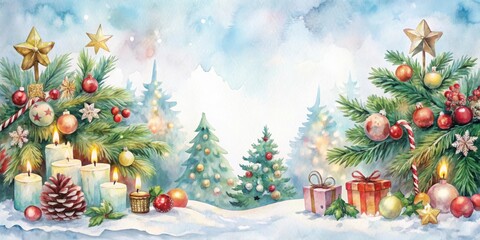 Watercolor Christmas s featuring festive decorations, winter scenes, and holiday elements , watercolor, Christmas