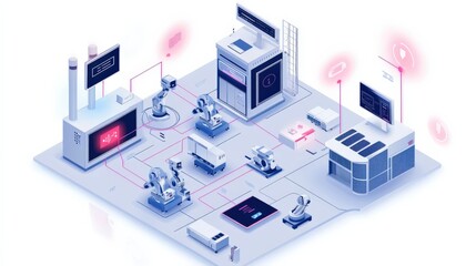 Obraz premium A futuristic cityscape with a lot of technology and robots