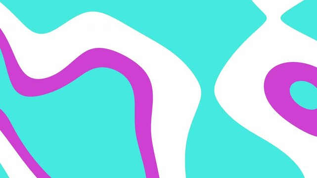 Shape flat seamless puple, white and turquoise colors. Animation abstract retro liquid background