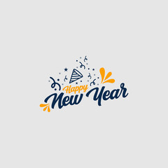 Colorful Happy New Year Text Design with Festive Elements