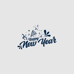 Elegant Happy New Year Design with Calligraphy and Flourishes