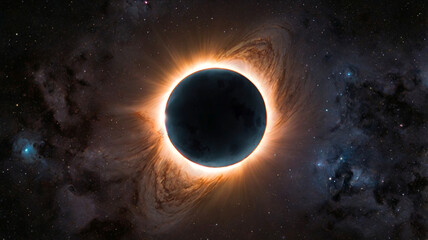 Obraz premium solar eclipse over the sea of clouds photographed from the plane science and space, solar system atmosphere