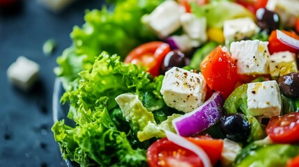 Fresh Mixed Greens Salad with Olives and Tomatoes