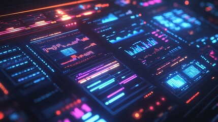 Obraz premium Futuristic Interface with Glowing Data Visualizations