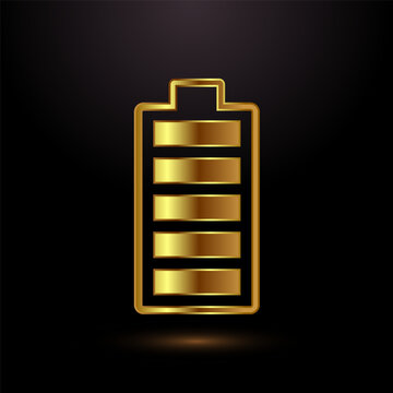 recommend clip art: Power, Battery Icon Design Illustration, Battery icon in metallic gold style