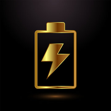 recommend clip art: Power, Battery Icon Design Illustration, Shiny gold battery icon for modern interfaces