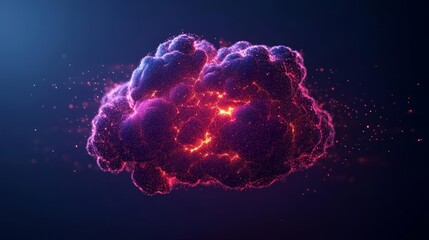 Glowing cloud in digital space, data exchange, futuristic design with digital lights and particle effects, abstract technological innovation