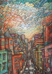 Children's drawing city